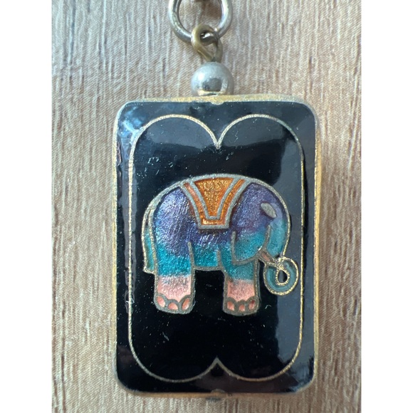 Vintage  Cloisonné Elephant Pendant Necklace - Picture 6 of 6